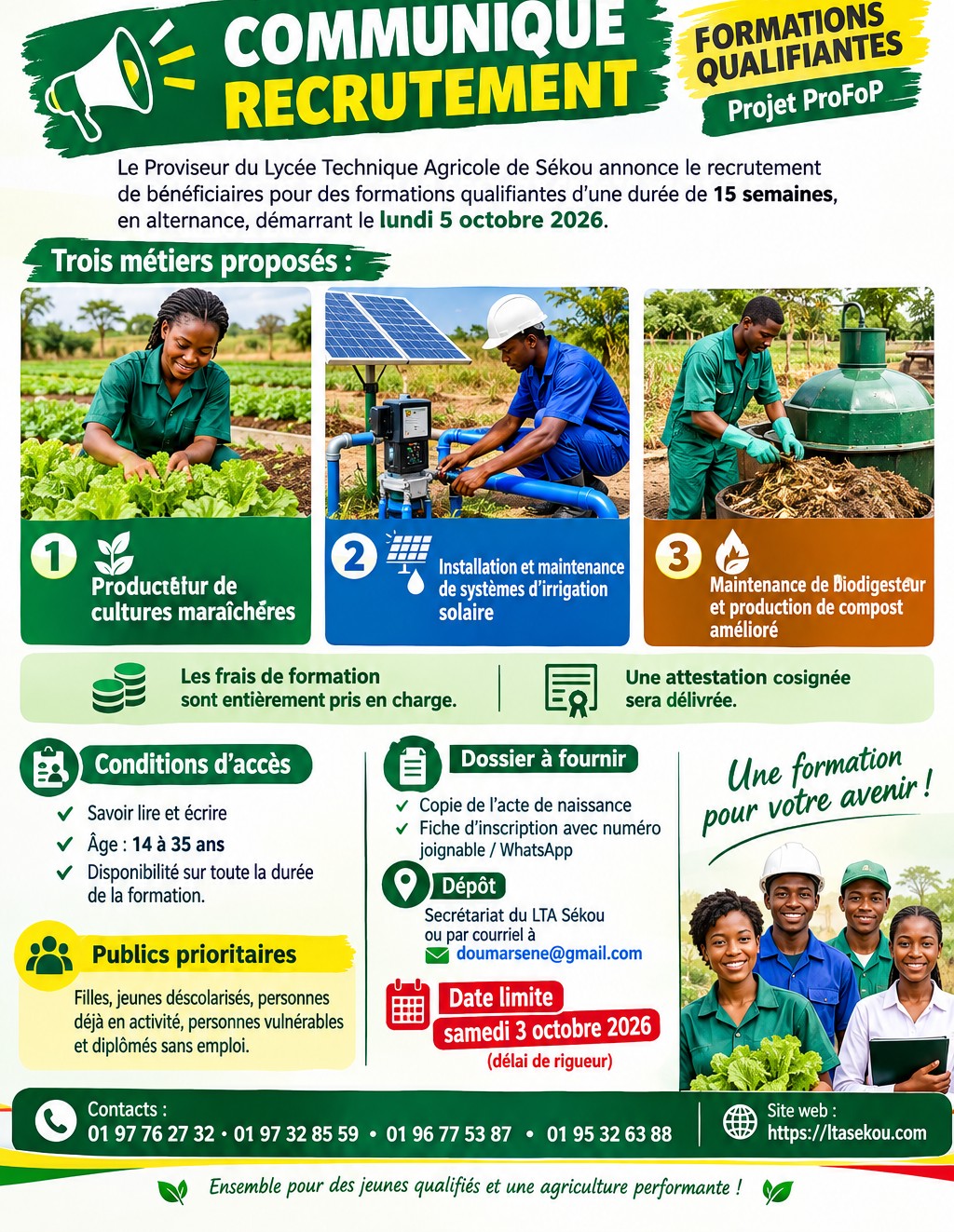 Recrutement formations qualifiantes – Projet ProFoP